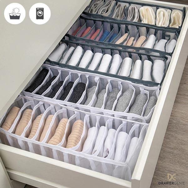 DRAWERGENIE® – SET DE 3 ORGANIZATOARE PENTRU GARDEROBĂ 1+1 GRATIS