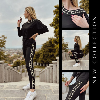 LUNACHIC - SET MODERN CU TRICOU ȘI PANTALONI
