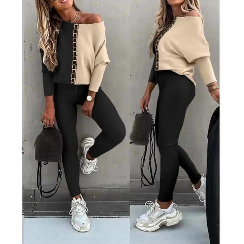 LUNACHIC - SET MODERN CU TRICOU ȘI PANTALONI