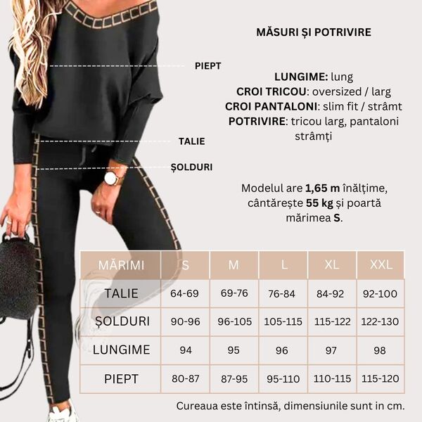 LUNACHIC - SET MODERN CU TRICOU ȘI PANTALONI
