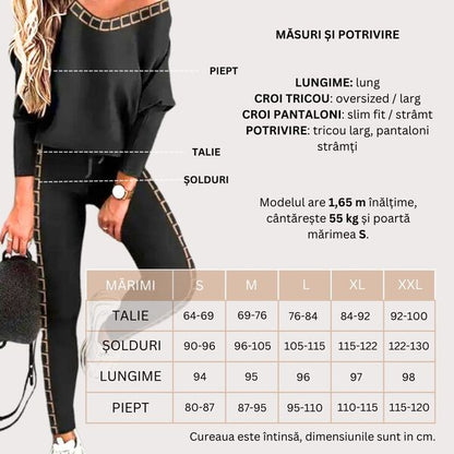 LUNACHIC - SET MODERN CU TRICOU ȘI PANTALONI
