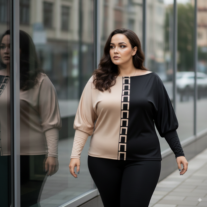 LUNACHIC - SET MODERN CU TRICOU ȘI PANTALONI
